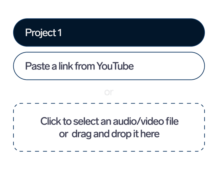 Upload an audio or video file to create Speech to Text project