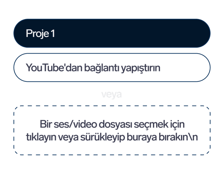 Bir ses veya video dosyası yükleyerek Konuşmadan Metne projesi oluşturun